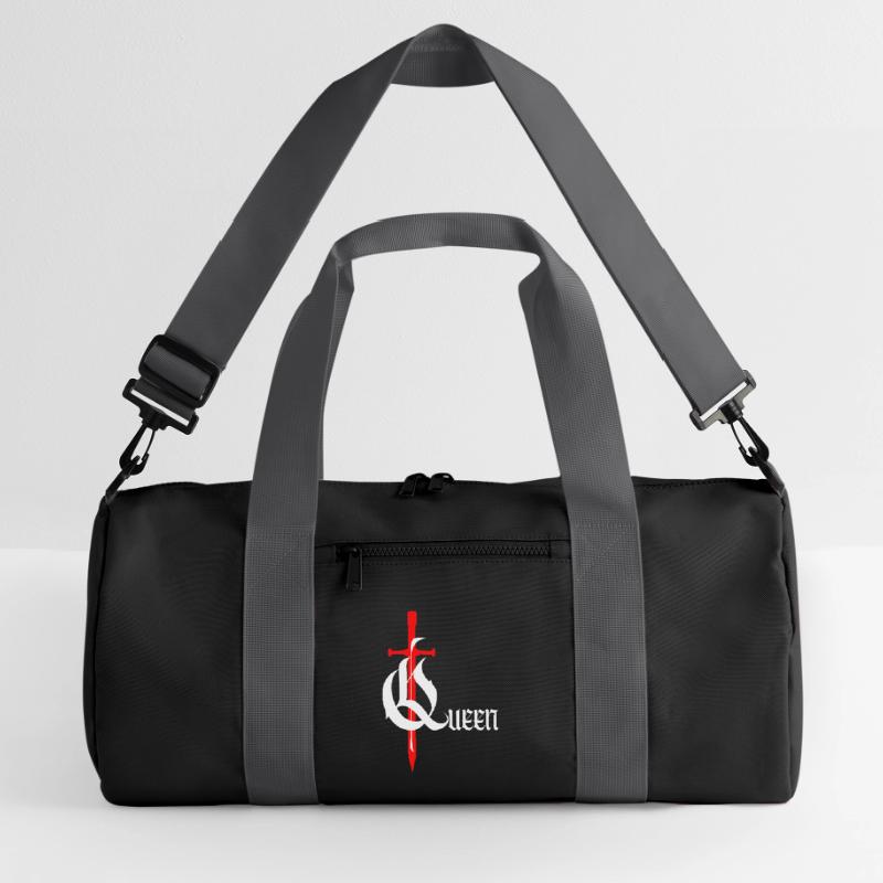 Gothique Queen Design avec épée avec texte blanc Sac de sport recyclé