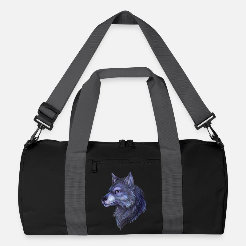 Mystical wolf hand drawn great night motif Recycled Duffel Bag