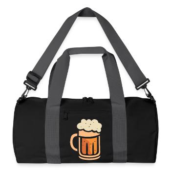 Chope à bière avec mousse - Conception de dessin animé amusante - Sac de sport recyclé - noir/gris graphite - Devant