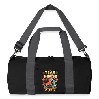 Nouvel An chinois du cheval 2026 - Sac de sport recyclé - noir/gris graphite - Devant