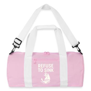 Refuse to Sink – Maritime Typo Meer Segeln Boot - Recycelte Duffel Bag - Rosa/Weiß - Vorne