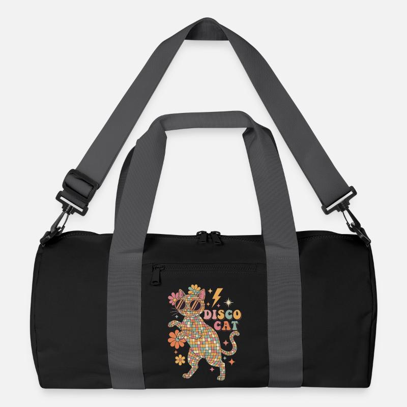 Techno Disco Katze Discokugel Party Lustig Recycelte Duffel Bag