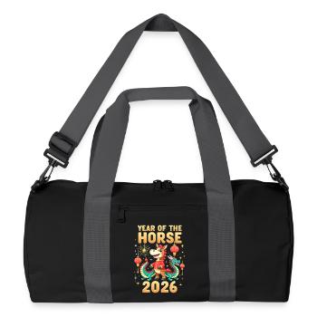 Nouvel An chinois du cheval 2026 - Sac de sport recyclé - noir/gris graphite - Devant