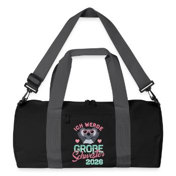 Je serai grande sœur grossesse 2026 - Sac de sport recyclé - noir/gris graphite - Devant