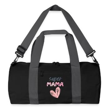 Super Mama - Herz Design - Recycelte Duffel Bag - Schwarz/Graphitgrau - Vorne