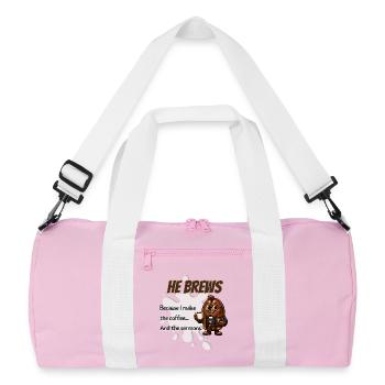 He Brews Pastor Mug - Recycled Duffel Bag - pink/white - Front