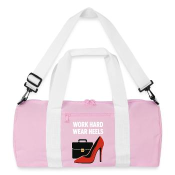 Business Babe: Work Hard Wear Heels - Recycelte Duffel Bag - Rosa/Weiß - Vorne