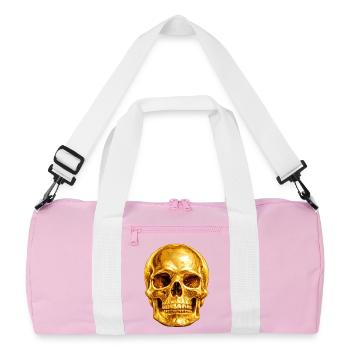 Goldener Totenkopf Luxus Gothic - Recycelte Duffel Bag - Rosa/Weiß - Vorne