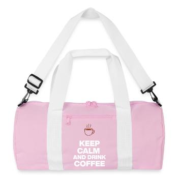 KEEP CALM AND DRINK COFFEE, OHNE KAFFEE GEHT NIX - Recycelte Duffel Bag - Rosa/Weiß - Vorne