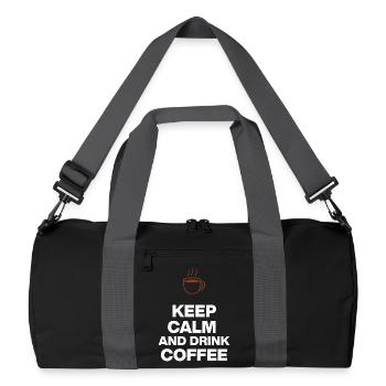 KEEP CALM AND DRINK COFFEE, OHNE KAFFEE GEHT NIX - Recycelte Duffel Bag - Schwarz/Graphitgrau - Vorne