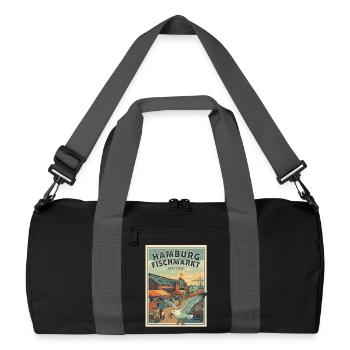 Marché aux poissons vintage de Hambourg - Sac de sport recyclé - noir/gris graphite - Devant