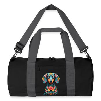 Dackel Dachshund Tekel - Recycelte Duffel Bag - Schwarz/Graphitgrau - Vorne