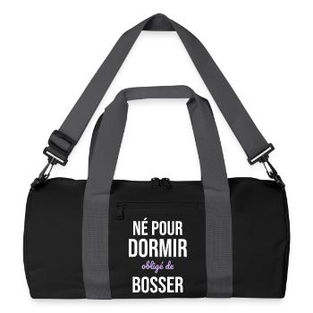 Né Pour Dormir — Obligé de Bosser - Sac de sport recyclé - noir/gris graphite - Devant