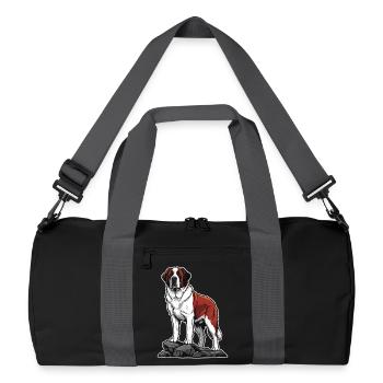 Saint Bernard Dog on Rock Portrait Rescuer - Recycled Duffel Bag - black/graphite grey - Front