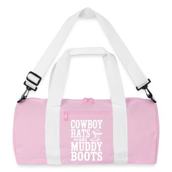 Cowboyhüte und matschige Stiefel - Recycelte Duffel Bag - Rosa/Weiß - Vorne