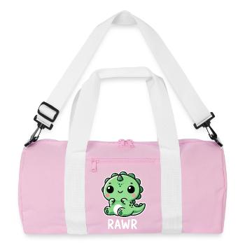 Süßer Dinosaurier T-Rex Cartoon Brüllen Comic - Recycelte Duffel Bag - Rosa/Weiß - Vorne
