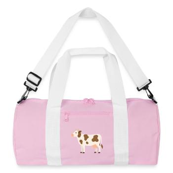 Pastel Cow with Brown Spots - Recycled Duffel Bag - pink/white - Front