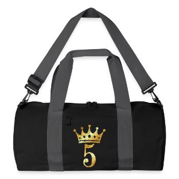 Couronne numéro 5 (Jaune d’or vintage) 5e anniversaire - Sac de sport recyclé - noir/gris graphite - Devant