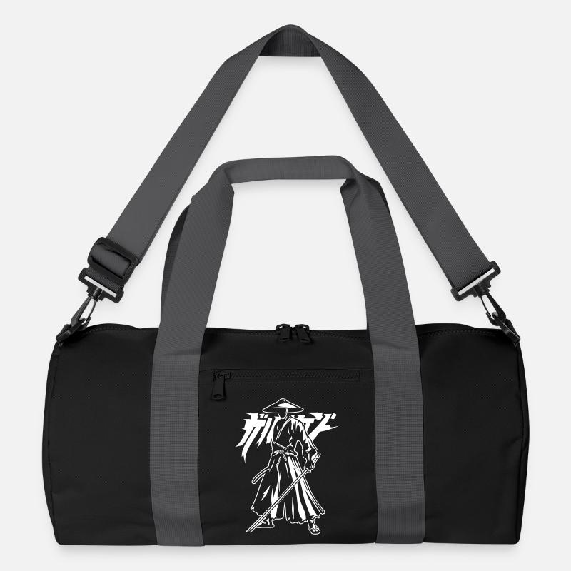 Samurai silhouette with katana and lettering - Recycled Duffel Bag - black/graphite grey