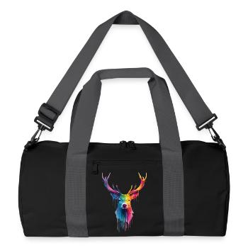 Hirsch Reh Geweih - Recycelte Duffel Bag - Schwarz/Graphitgrau - Vorne