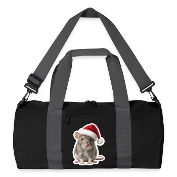Rat malin avec un chapeau de Noël rouge - Sac de sport recyclé - noir/gris graphite - Devant