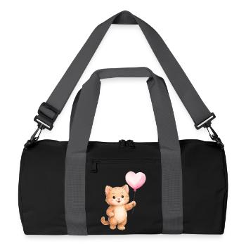 Chat Ballon Cœur - Sac de sport recyclé - noir/gris graphite - Devant