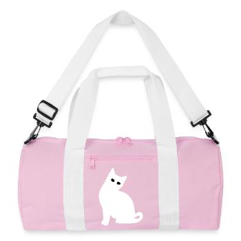 Katze Silhouette – Geschenk für Katzenliebhaber  - Recycelte Duffel Bag - Rosa/Weiß - Vorne