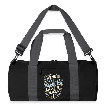 Wenn du fällst werde ich da sein - Recycelte Duffel Bag - Schwarz/Graphitgrau - Vorne