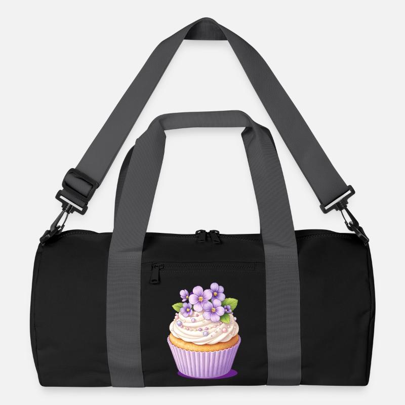 Veilchen Cupcake mit Blüten Dekor Illustration Recycelte Duffel Bag