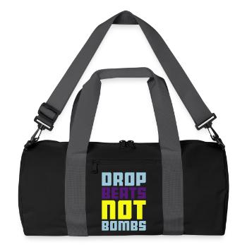 drop beats not bombs - Recycelte Duffel Bag - Schwarz/Graphitgrau - Vorne