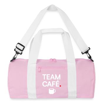 EAM CAFÉ | Minimal coffee humor - Recycled Duffel Bag - pink/white - Front