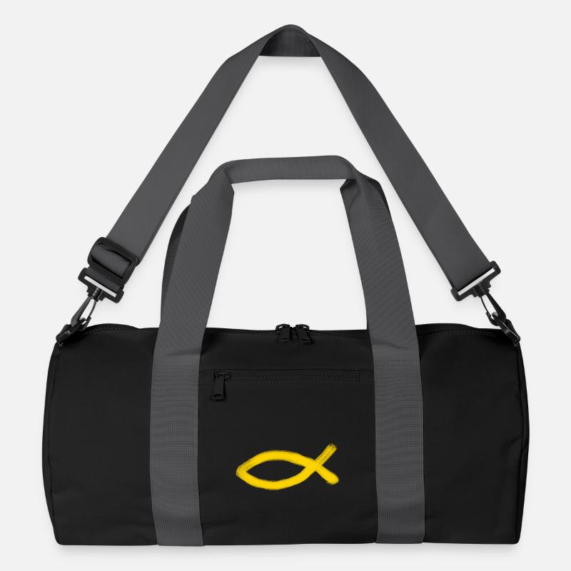 yellow Jesus fish fish Ichthys fish Recycled Duffel Bag