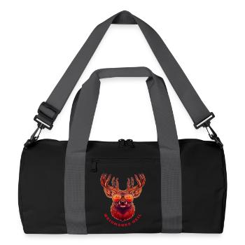 Hirschkopf Weidmanns Heil Jagdtrophäe  Jäger - Recycelte Duffel Bag - Schwarz/Graphitgrau - Vorne