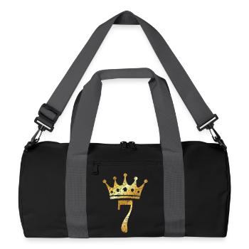 Couronne numéro 7 (Jaune d’or vintage) 7e anniversaire - Sac de sport recyclé - noir/gris graphite - Devant