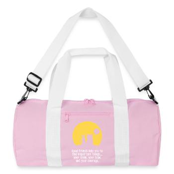 Lächeln, Hoffnung, Mut - Recycelte Duffel Bag - Rosa/Weiß - Vorne