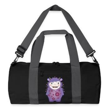 cute purple monster with horns - Recycled Duffel Bag - black/graphite grey - Front