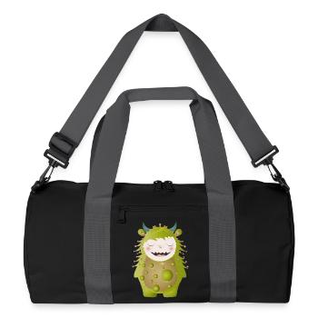 cute green monster with horns - Recycled Duffel Bag - black/graphite grey - Front