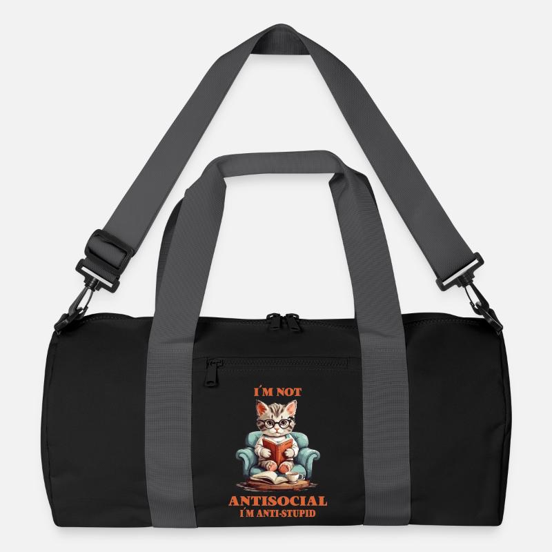 Schlaue Katze mit Lesebrille Recycelte Duffel Bag