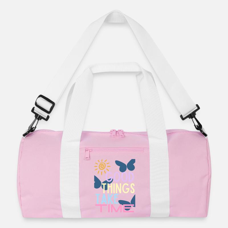 Gute Dinge brauchen Zeit Typografie Recycelte Duffel Bag