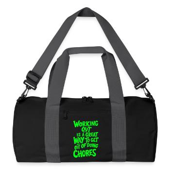 WORKING OUT IS A GREAT WAY TO GET OUT OF DOING - Recycled Duffel Bag - black/graphite grey - Front
