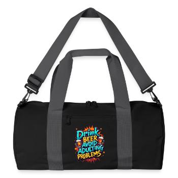 BOIRE DE LA BIÈRE, ÉVITER LES PROBLÈMES D’ADULTE - Sac de sport recyclé - noir/gris graphite - Devant