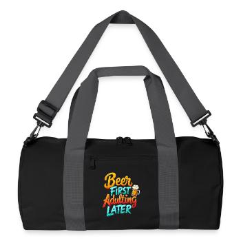 BEER FIRST, ADULTING LATER - Recycled Duffel Bag - black/graphite grey - Front