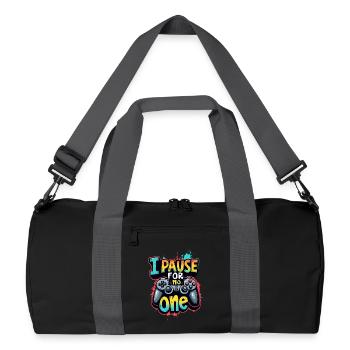 I PAUSE FOR NO ONE, GAMING - Recycled Duffel Bag - black/graphite grey - Front