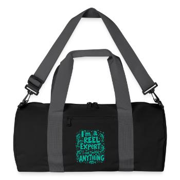 I’M A REEL EXPERT. I CAN TACKLE ANYTHING, FISHING - Recycled Duffel Bag - black/graphite grey - Front