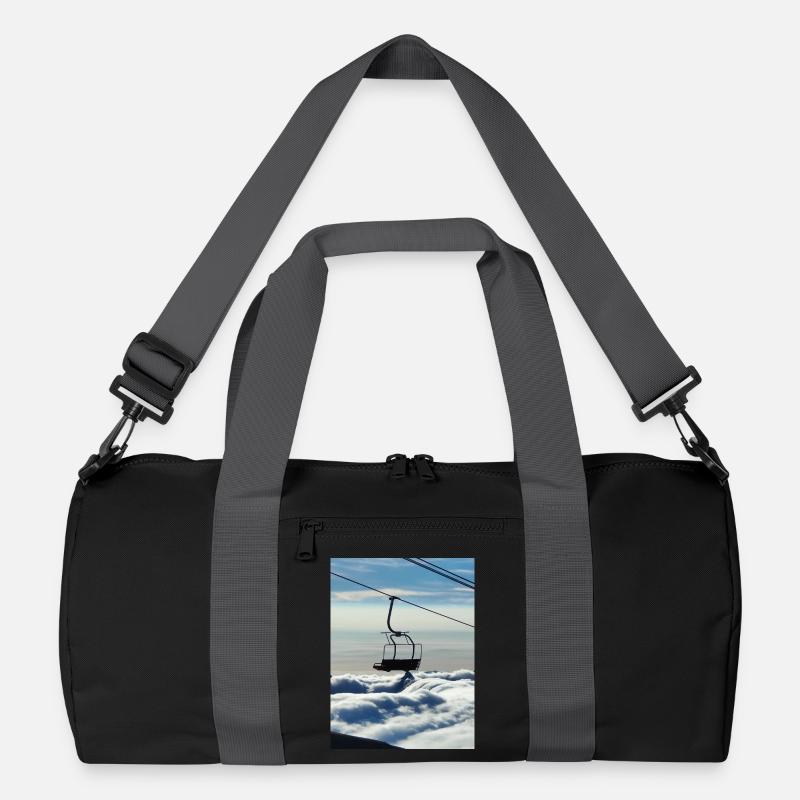 Wolkenmeer und Sessellift - Recycelte Duffel Bag - Schwarz/Graphitgrau