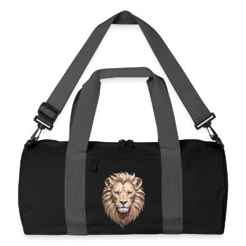 Majestueuse tête de lion aux yeux bleus - Sac de sport recyclé - noir/gris graphite - Devant