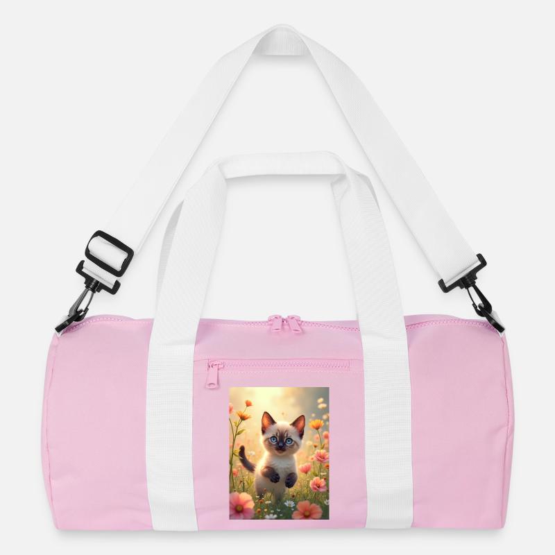Süßes Siamkätzchen in einer Blumenwiese Recycelte Duffel Bag