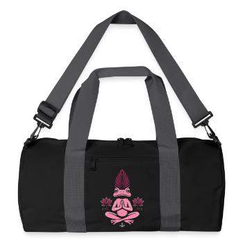 Yoga Frog - Grenouille méditant avec du lotus - Sac de sport recyclé - noir/gris graphite - Devant