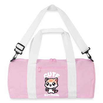 Cute but wild cat - Recycled Duffel Bag - pink/white - Front