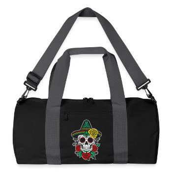 Mexican Sugar Skull Sombrero Roses - Recycled Duffel Bag - black/graphite grey - Front